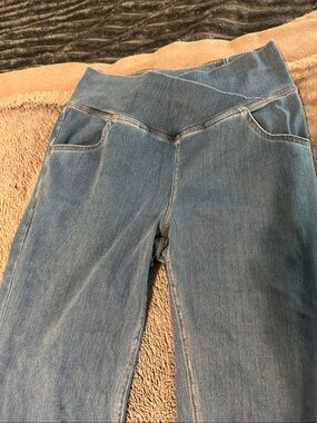 HALARA Blue High-Rise Flare Crossover Jeggings with Overband
